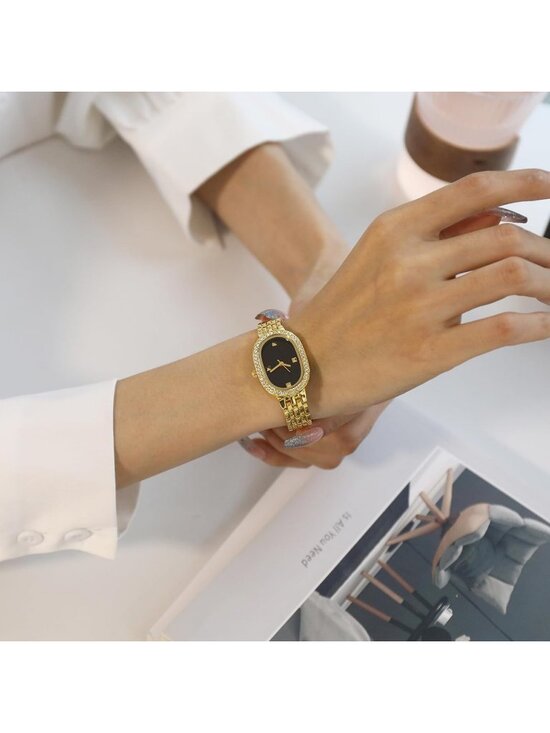 Women\'s Gold And Black Quartz Bracelet Solid Reloj Para Mujer Small Dainty Watch main image 5